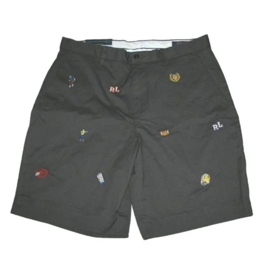 NWT! Polo Unisex Black Football Embroidered Shorts - 31